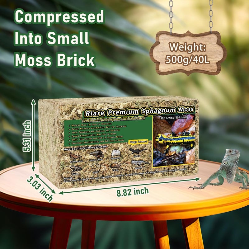 Riare 1.1LB Premium Sphagnum Moss for Reptiles- 25QT Natural Reptile Moss Dried, Forest Live Moss for Terrarium, Frogs Snake Peat Moss Bedding for Leopard Gecko Turtle Anoles Salamanders Orchid - Image 2